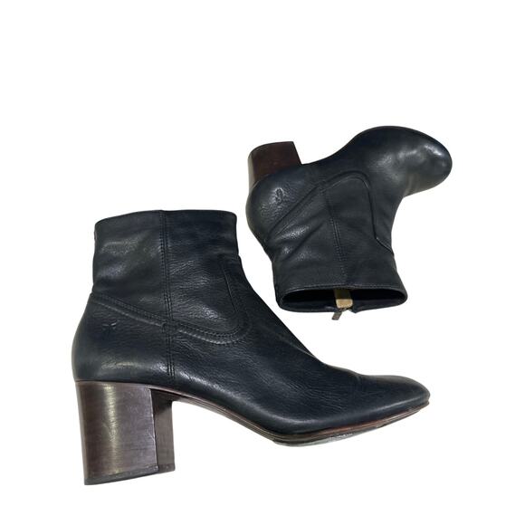 FRYE Stella Zip Short Ankle Heeled Black Leather Booties Sz 10 - Picture 10 of 10